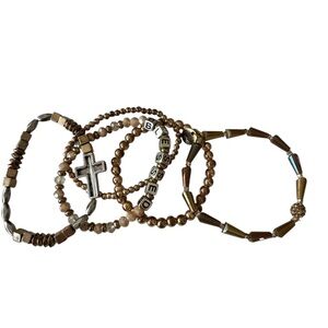 Gold and Silver Beaded Bracelet‎ Set